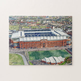 Historisch Ibrox-stadion Glasgow Aquarel Kunst Legpuzzel