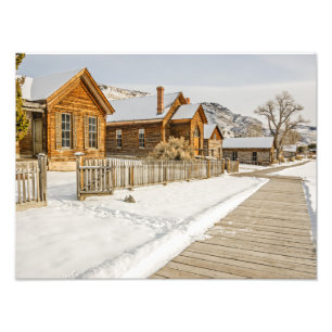 Historisch monumentenstadje Montana Ghost in Winte Foto Afdruk
