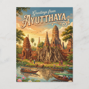 Historisch park Ayutthaya Thailand Briefkaart