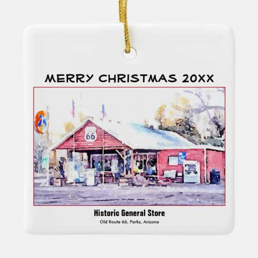 Historisch Route 66 Arizona General Store Waterver Keramisch Ornament (Voorkant)