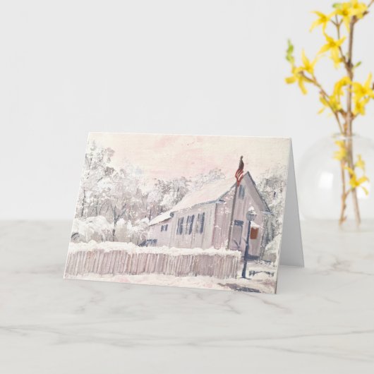 Historische Bethabara Kerst Kaart in Snow (Gele Bloem)