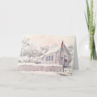 Historische Bethabara Kerst Kaart in Snow