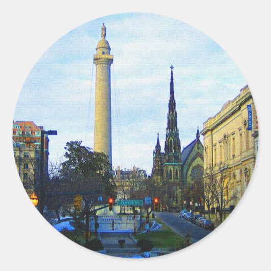 Historische buurt Washington Monument Ronde Sticker (Voorkant)