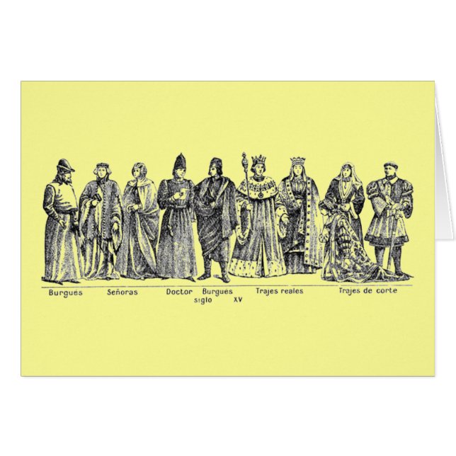 Historische Costumes Greeting/Note Card (Voorkant Horizontaal)
