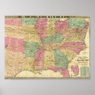 Historische en militaire kaart van de VS Poster
