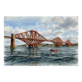 Historische Forth Rail Bridge Schotland Aquarel Perfect Poster