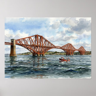 Historische Forth Rail Bridge Schotland Aquarel Poster