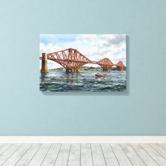 Historische Forth-spoorbrug Schotland Aquarel Canvas Afdruk