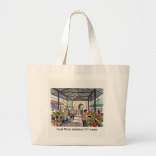 Historische Franse markt aquarelproductenmarkt Grote Tote Bag