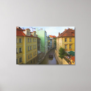 Historische gebouwen met kanaal, Praag, Tsjechisch Canvas Afdruk