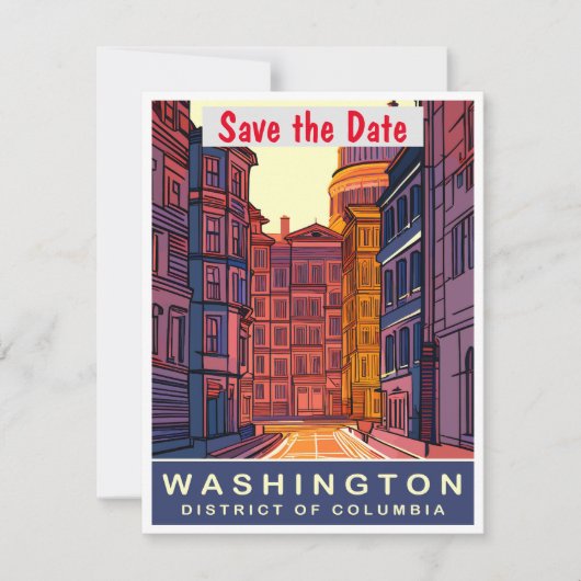 Historische huwelijksuitnodiging Washington DC Save The Date (Voorkant)