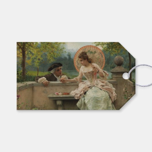 Historische jonge geliefden in het park cadeaulabel (Voorkant (Horizontaal))