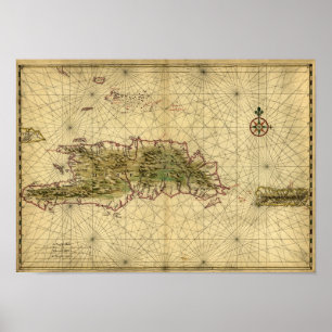 Historische kaart 1639 van Hispaniola - Joan Vinck Poster