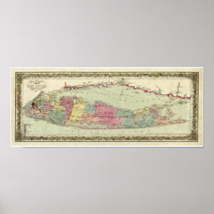 Historische kaart 1855-1857 voor reizigers op het poster