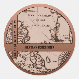 Historische Kaart Mexico Californië 1702 boekplaat Ronde Sticker