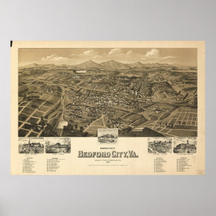 Historische kaart van Bedford Virginia Poster