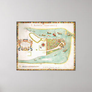 Historische Kaart van de Stad van New York (1664) Canvas Afdruk