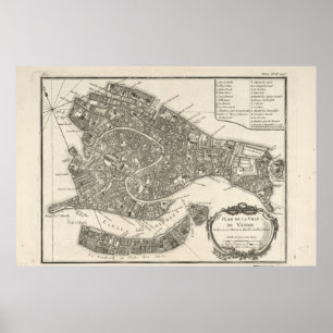 Historische kaart van Venetië, Italië (1763) Poster