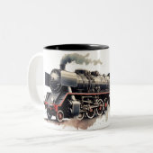 Historische klassieke Franse trein Tweekleurige Koffiemok (Voorkant links)