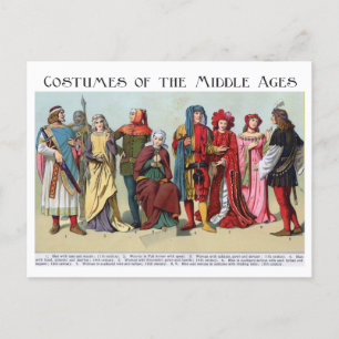 Historische kostuums uit de Middeleeuwen Briefkaart