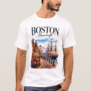 Historische luchtlijn van Boston T-shirt