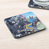 historische middeleeuwse ridders over paarden bier onderzetter (Linkerzijde)