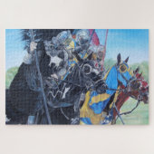 historische middeleeuwse ridders over paarden legpuzzel (Horizontaal)