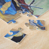 historische middeleeuwse ridders over paarden legpuzzel (Zijkant)