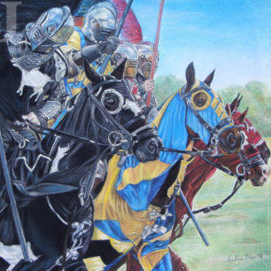 historische middeleeuwse ridders over paarden legpuzzel