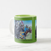 historische middeleeuwse ridders over paarden tweekleurige koffiemok (Voorkant links)