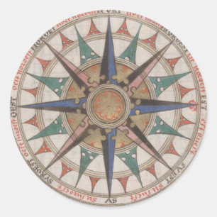 Historische Nautical Compass (1543) Ronde Sticker