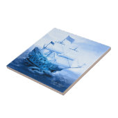 Historische Nederlandse Tegel met de Zeilboot Delf Tegeltje (Zijkant)