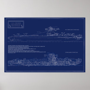 Historische Onderzeeboot Croaker Blauwdruk Poster