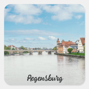 Historische oude binnenstad van Regensburg, Duitsl Vierkante Sticker
