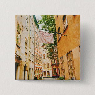 Historische oude stad, Gamla Stan, Stockholm, Zwed Vierkante Button 5,1 Cm