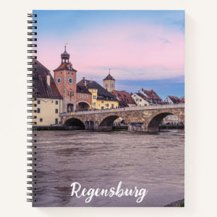 Historische oude stad in Regensburg, Duitsland Notitieboek