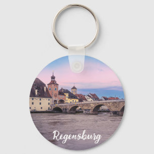 Historische oude stad in Regensburg, Duitsland Sleutelhanger