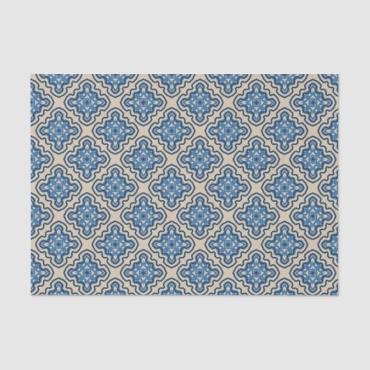 Historische Ranch Dismal Damask Delfts blauw zand Tissuepapier (Voorkant)
