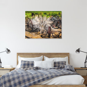 Historische ranchwielen canvas afdruk