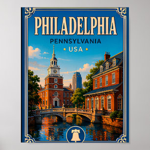🔔 Historische reis Philadelphia Pennsylvania 🔔 Poster