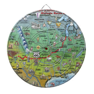 Historische Route 66 Cartoon Map Dartbord