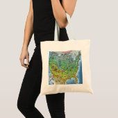 Historische Route 66 Cartoon Map Tote Bag (Voorkant (product))