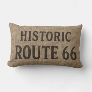 Historische Route 66 Jute Typografie Kussen