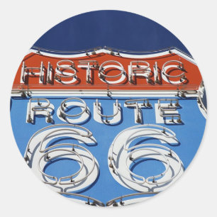 Historische route 66 ronde sticker