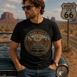 Historische Route 66 Vintage Klassieke Auto Woesti T-shirt