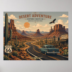 Historische Route 66 Woestijnavontuur Poster