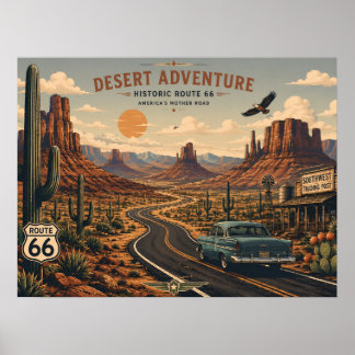 Historische Route 66 Woestijnavontuur Poster