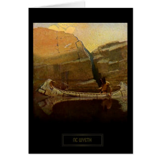 Historische Schildering NC Wyeth Indiaanse Kano