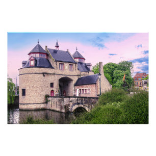 Historische stadspoort in Brugge Foto Afdruk