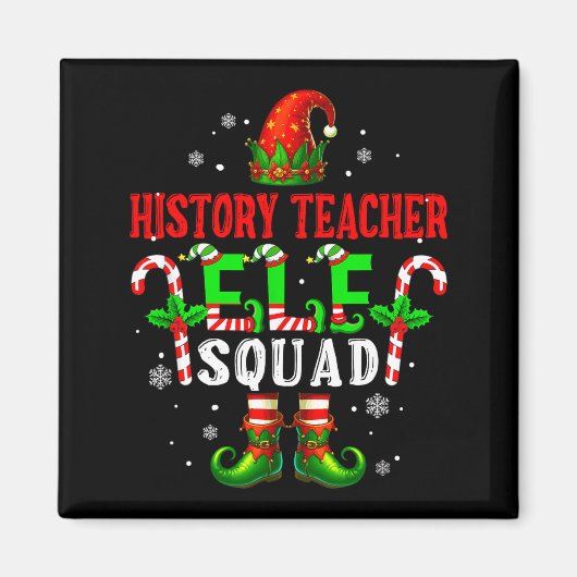 History Teacher Elf Squad Xmas Elf Hat Scute Ss Cu Magneet (Voorkant)